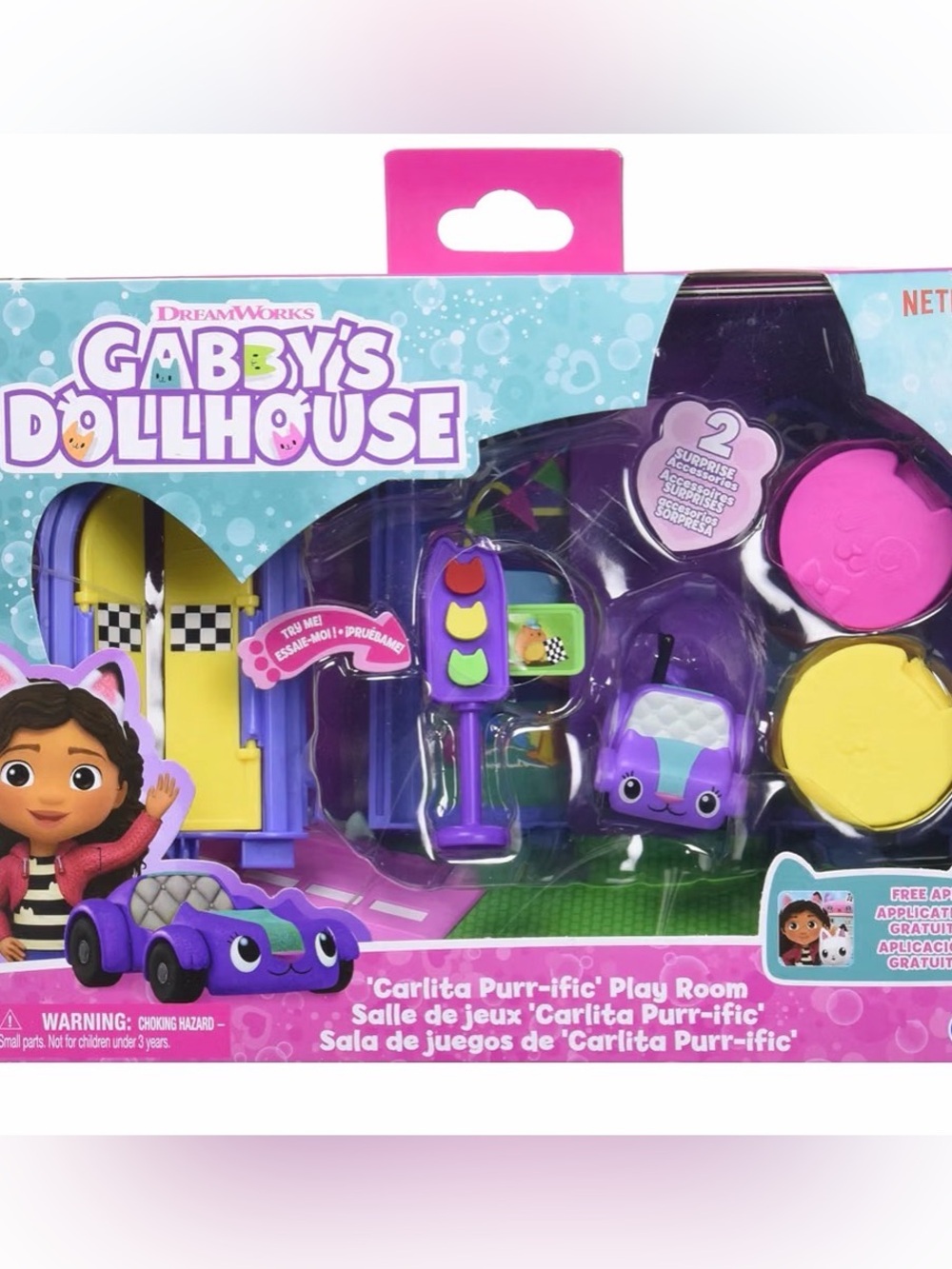 DreamWorks Gabby's Dollhouse Purple and Pink Carlita Purr-ific Car Play Set